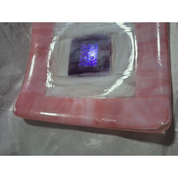 Small Fused Glass Square Trinket Dish 5.5" X 5.5" - Picture 6 of 13